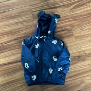 H&M Mickey Mouse lined jacket with Mickey ear hood size 9M